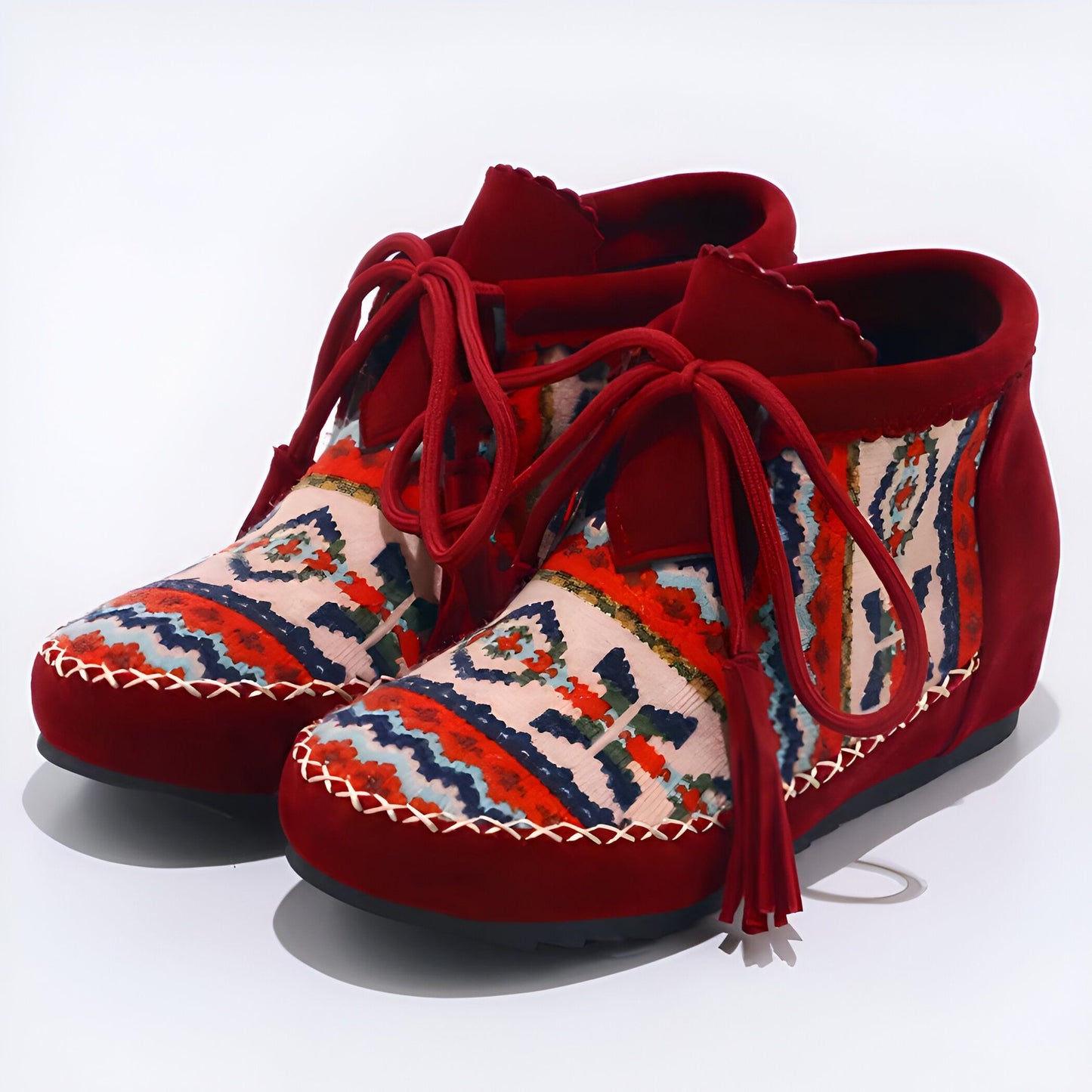 Mocassins Signature Style Amérindien à Motifs Ethniques