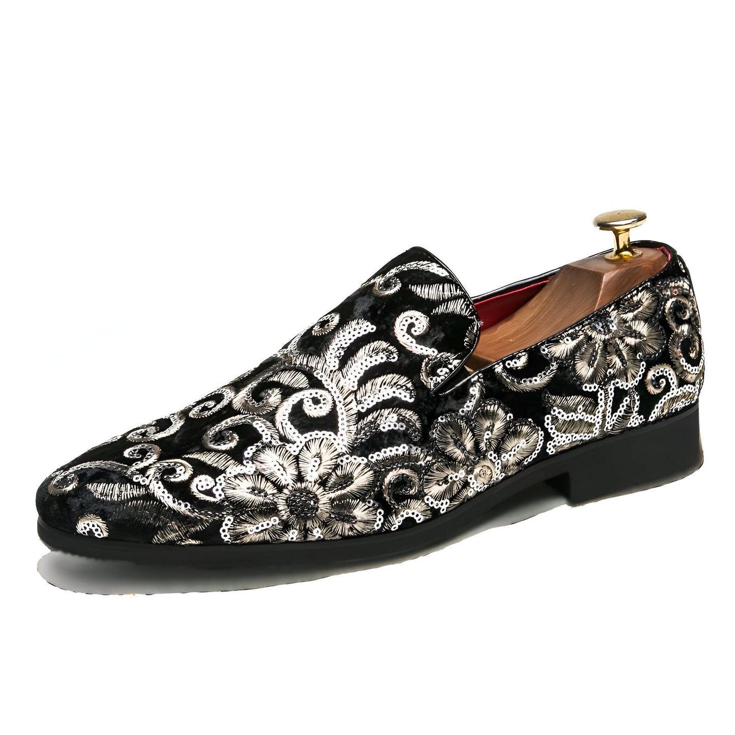 Mocassins Pro Cérémonie Velours Brodés Fleurs & Sequins
