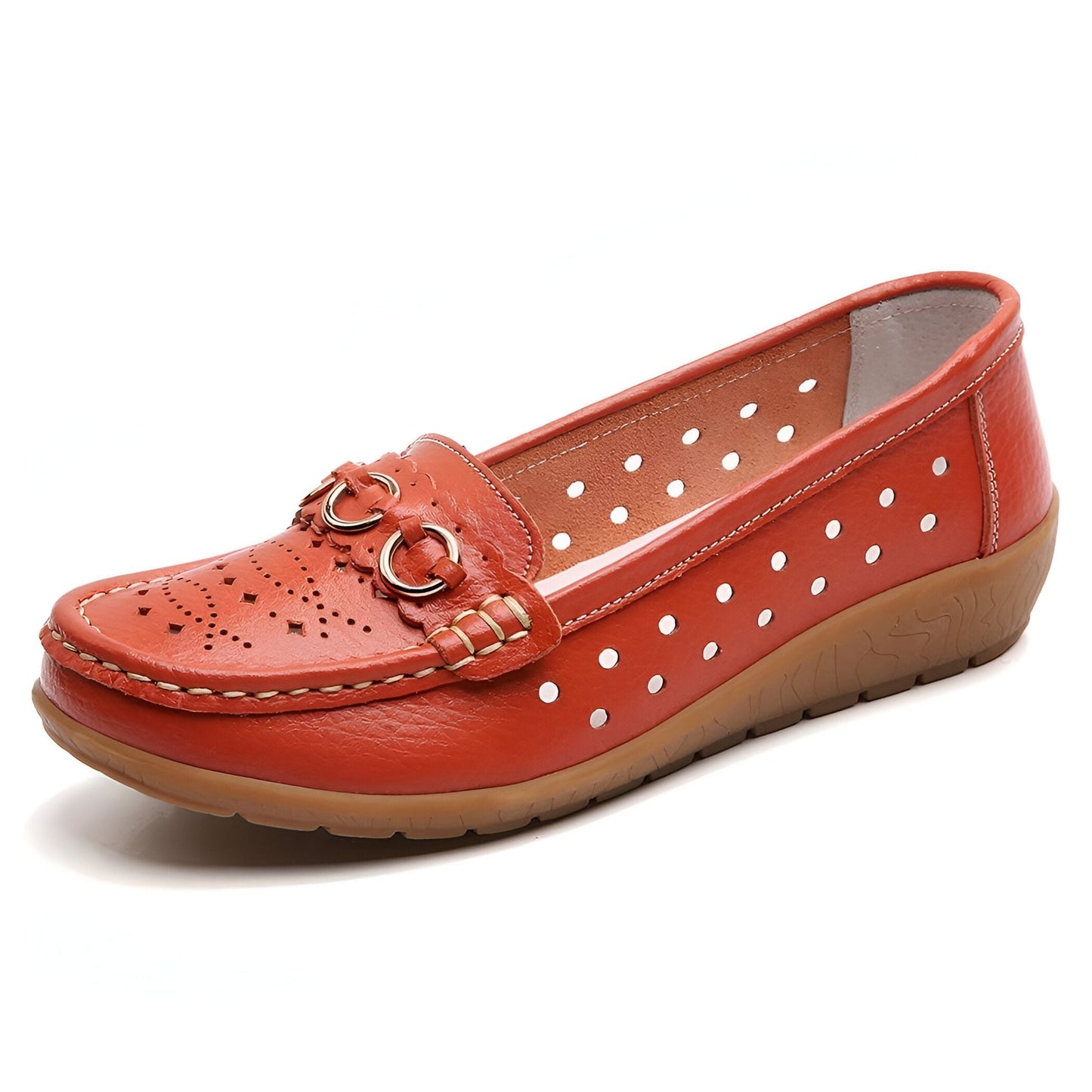 Nova Mocassins compensés ajourés femme, boucles dorées