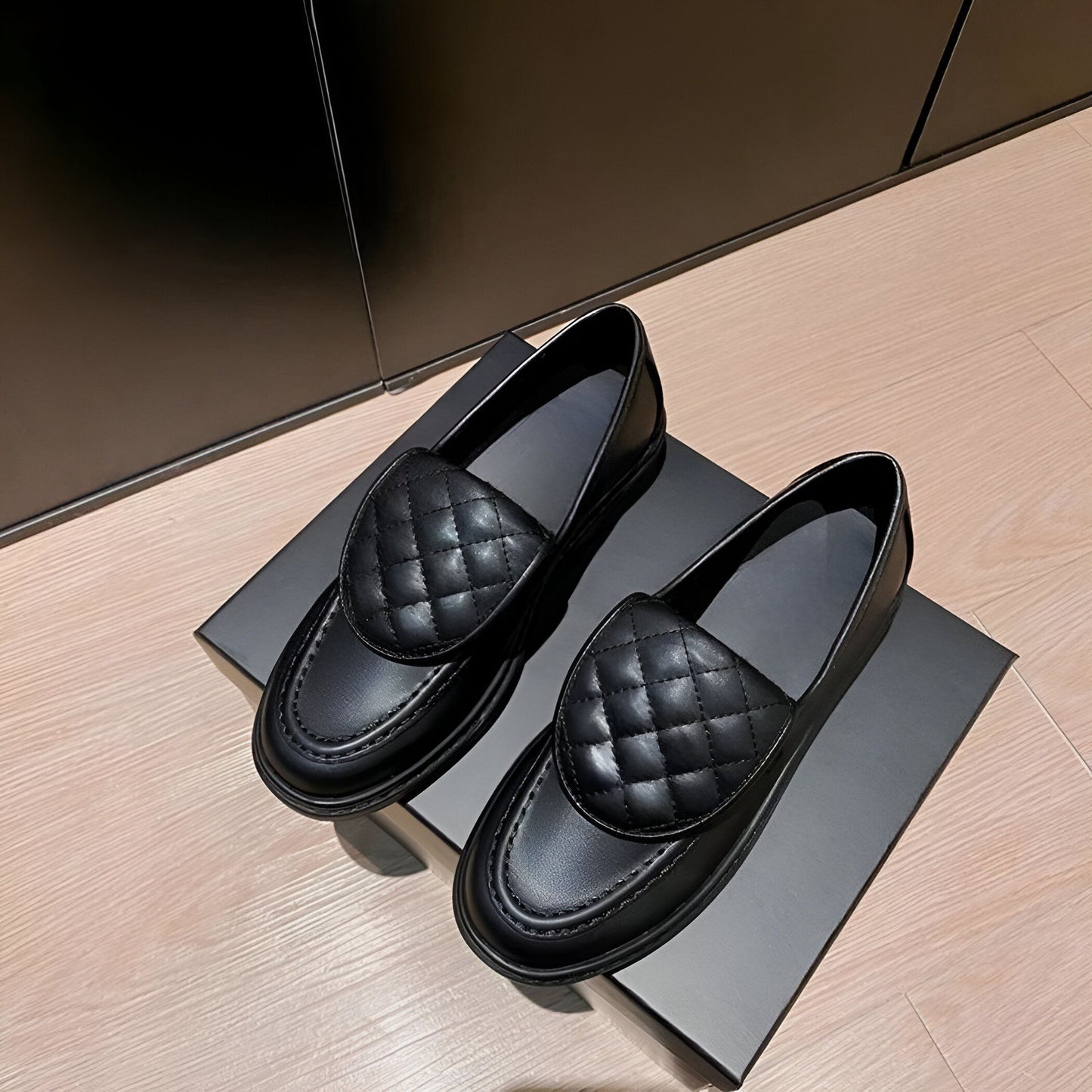 LuxeNova Mocassins Femme Matelassés à Talon Carré