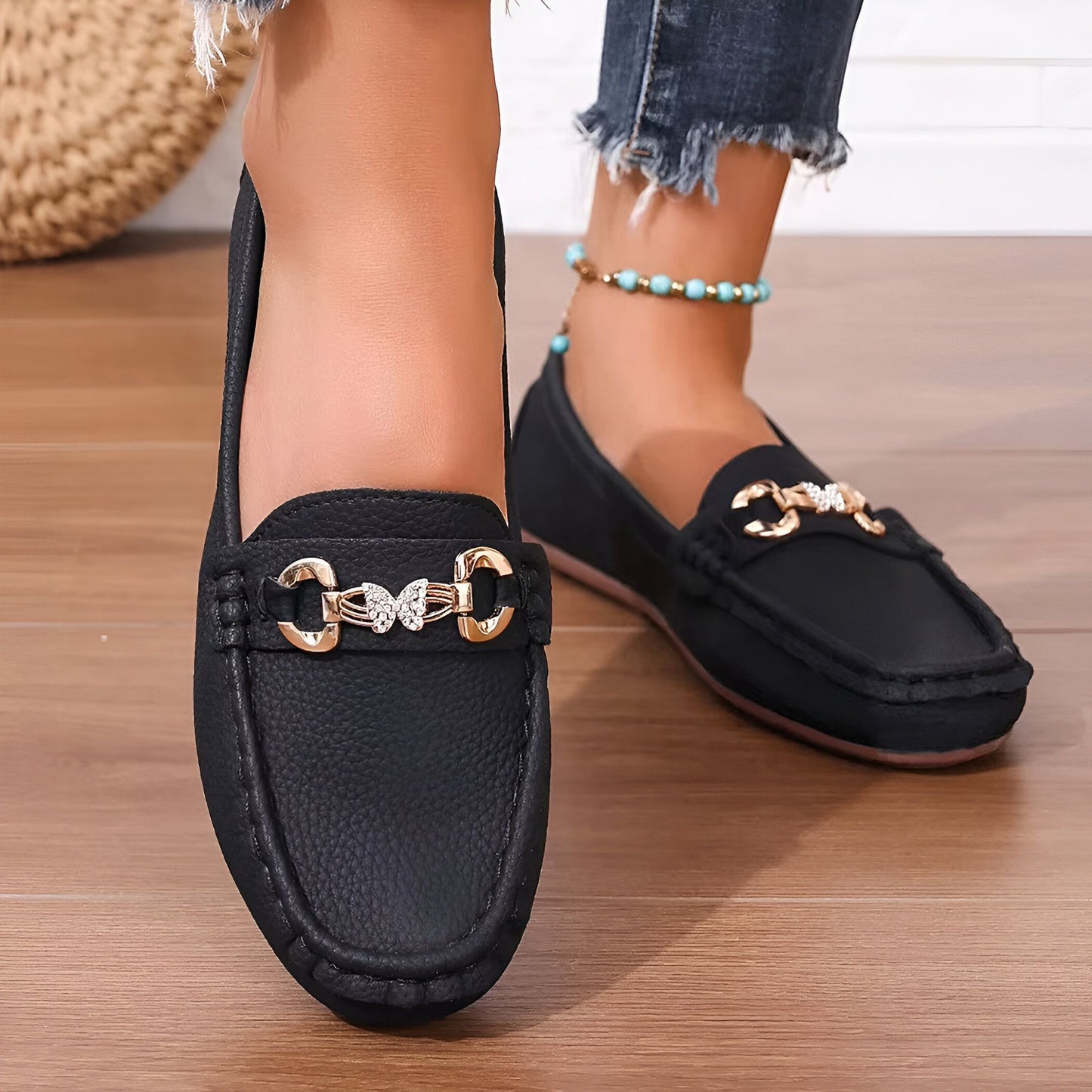 Luxora Mocassins Femme Chaîne & Strass Élégants