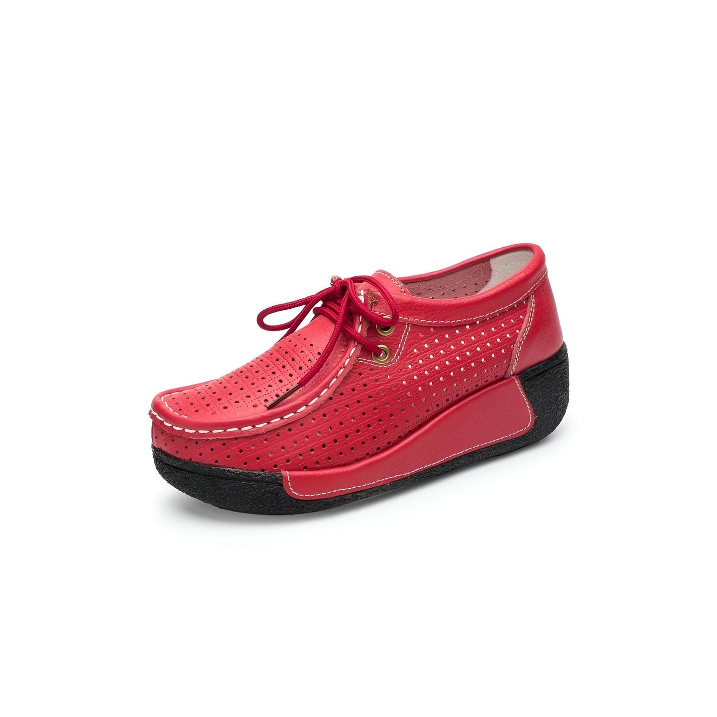 Mocassins Femme Cuir Végan Respirant Semelle Compensée