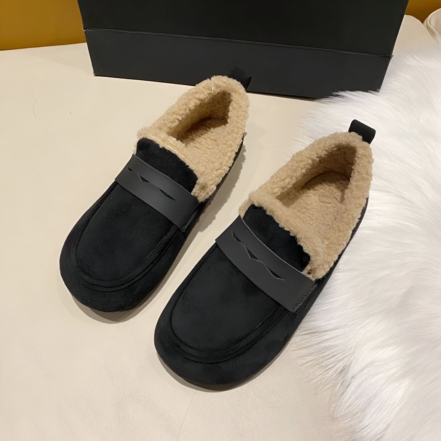 Mocassins Femme Daim Doublé Chaud Élégant - Luxe