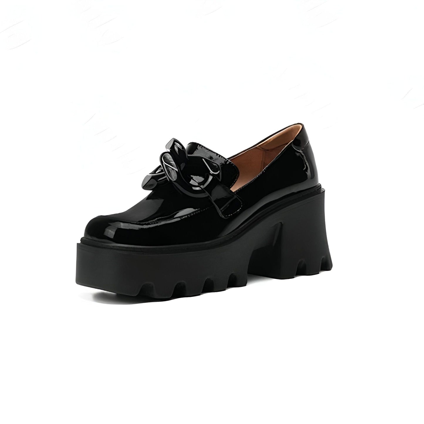 Luxiva Mocassins Femme Vernis Boucle XXL Semelle Épaisse
