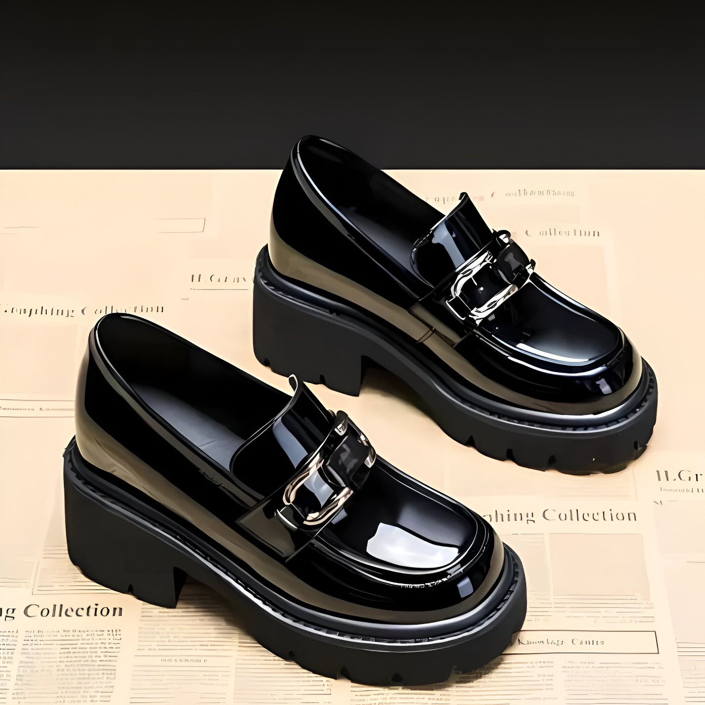 LuxMoc Mocassins Femme Vernis - Talons Épais Élégants