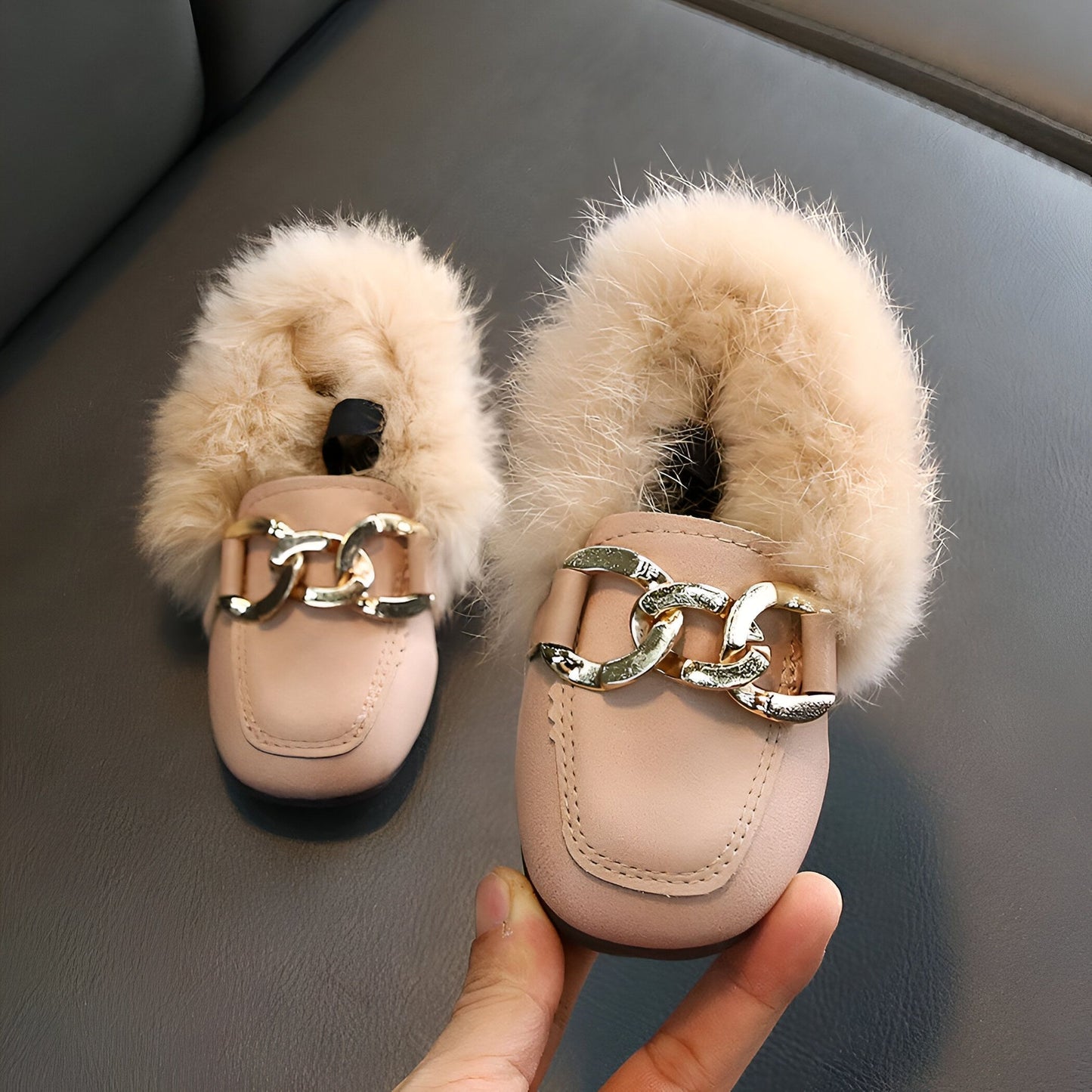 LumaKids Mocassins Fille Laine Douce Hiver Chaudes
