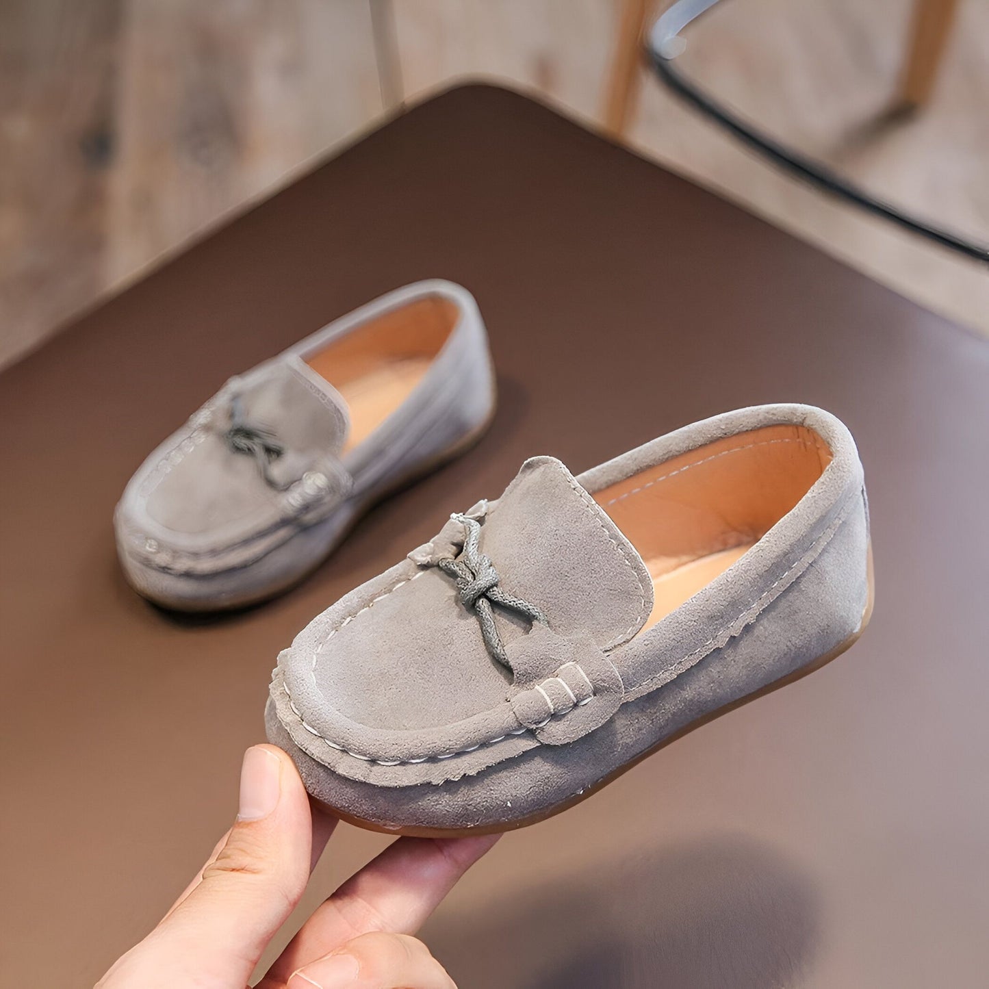 Mocassins garçon daim végan confortables décontractés