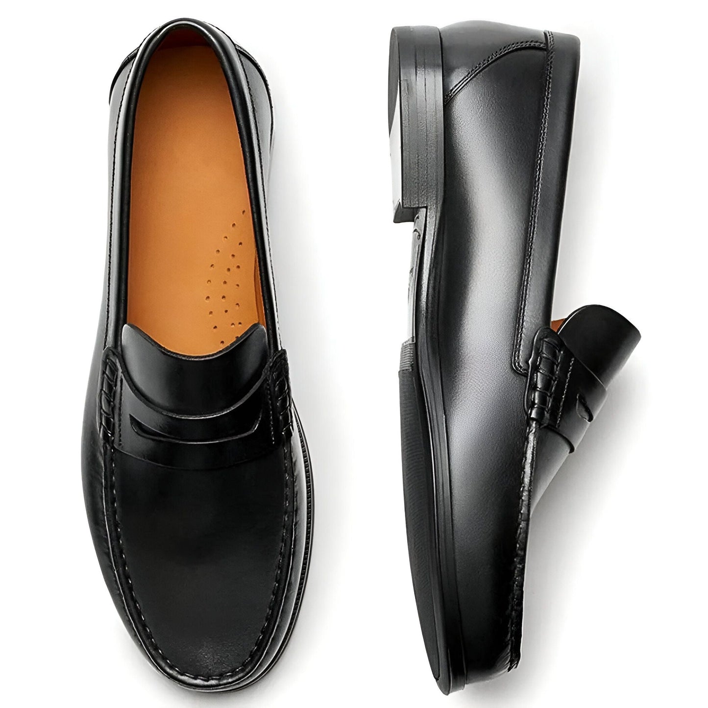 Élégance Mocassins Homme Cuir Souple Marron et Noir