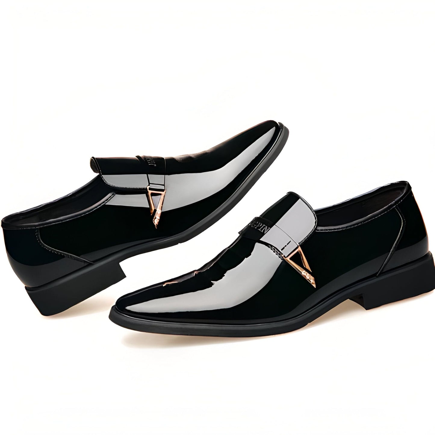 LuxeCuir Mocassins Homme Cuir Verni Noir Épurés