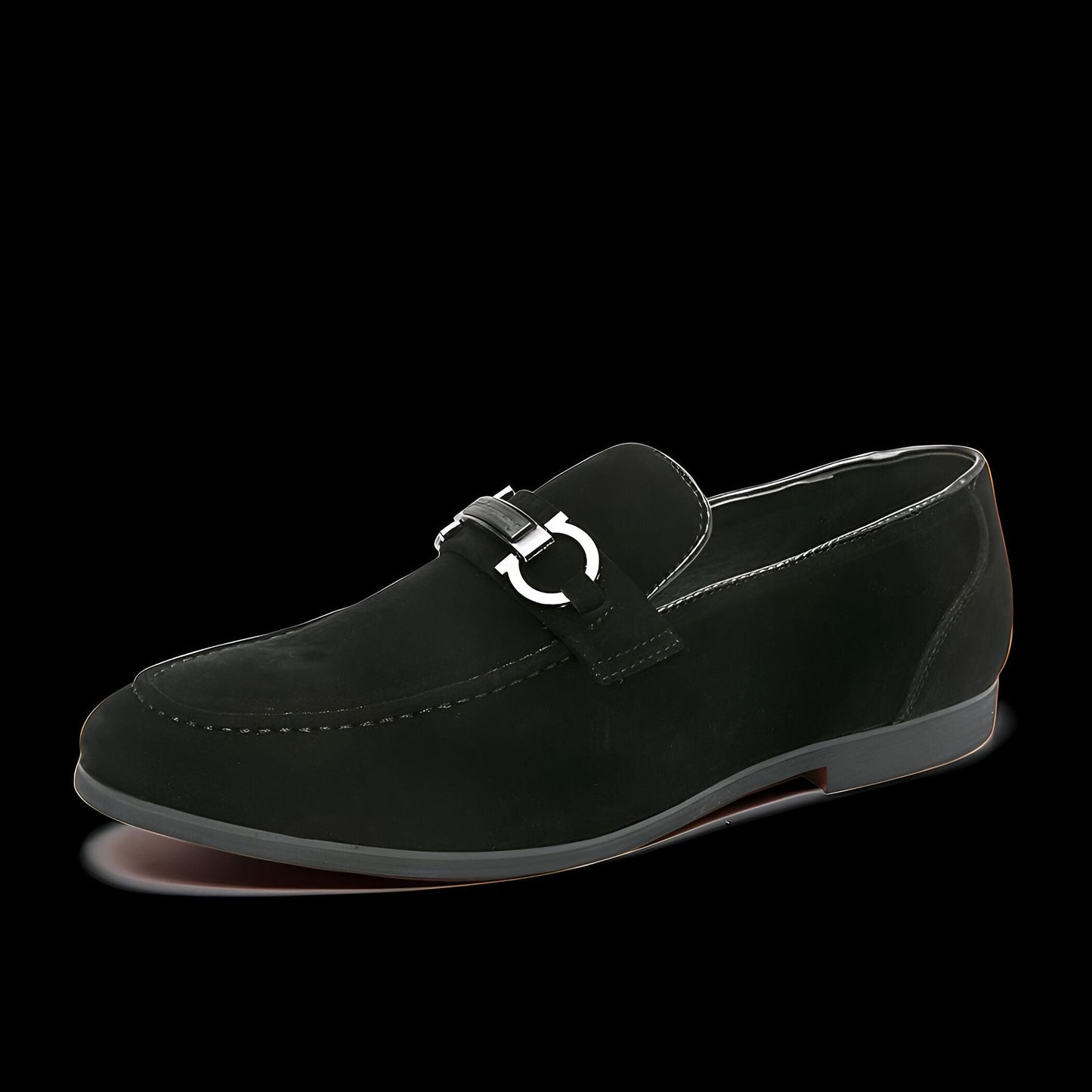 LuxeStep Mocassins Daim Synthétique Chaîne Métal Homme