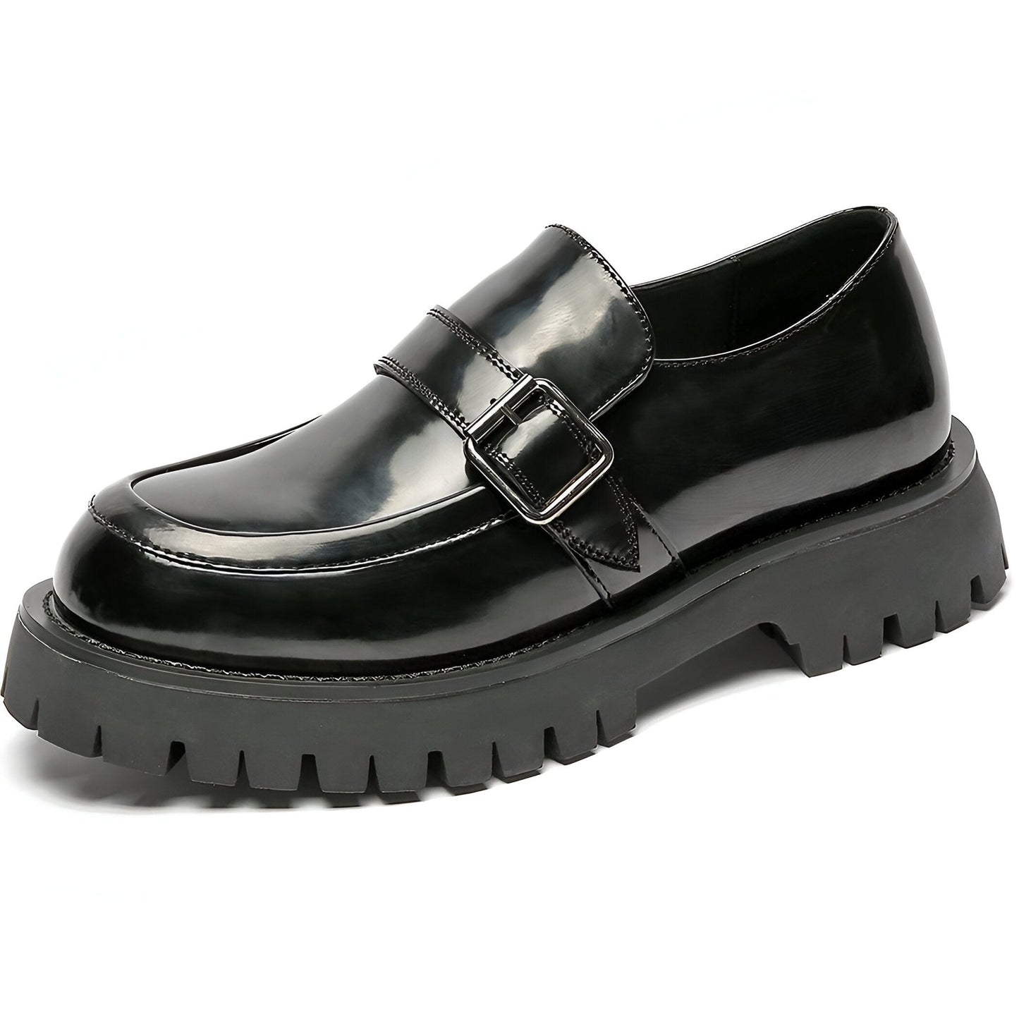 Élite Mocassins Homme Vernis Cuir Plateforme