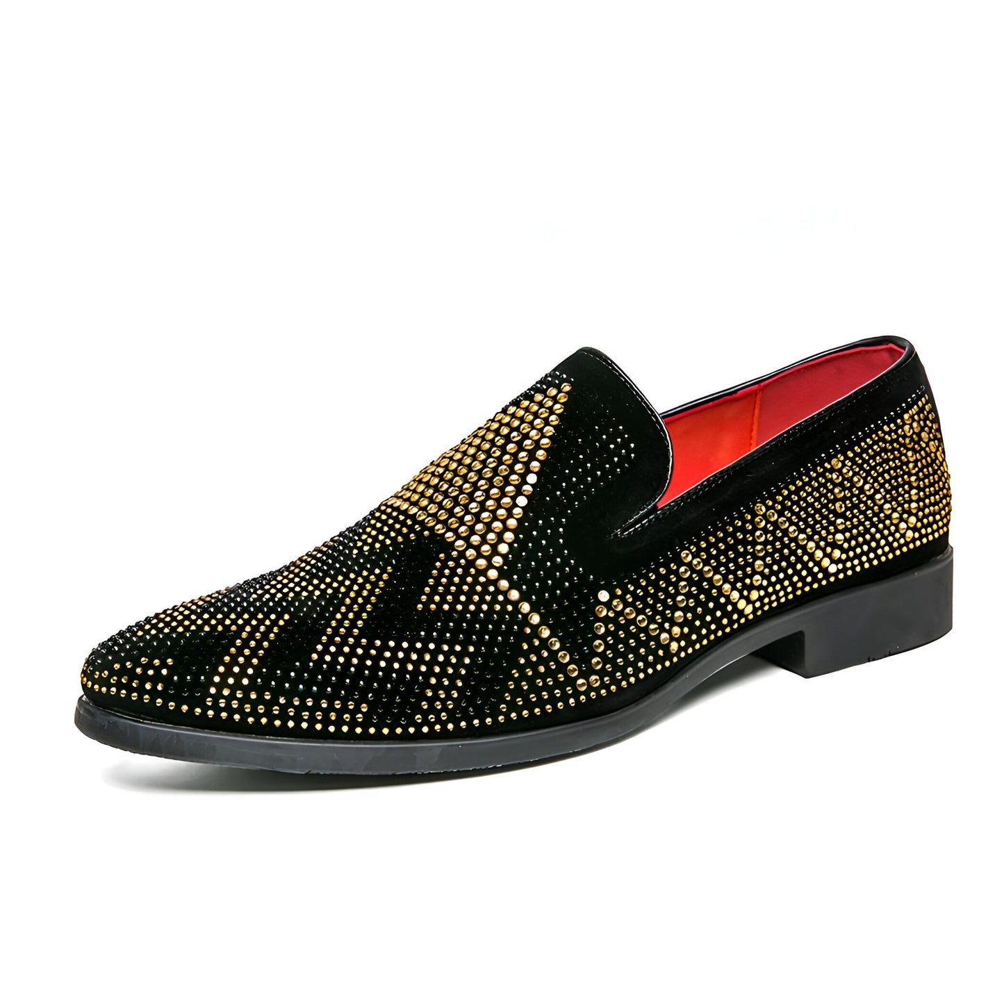NovaMoc Mocassins noirs Homme Élégants Strass