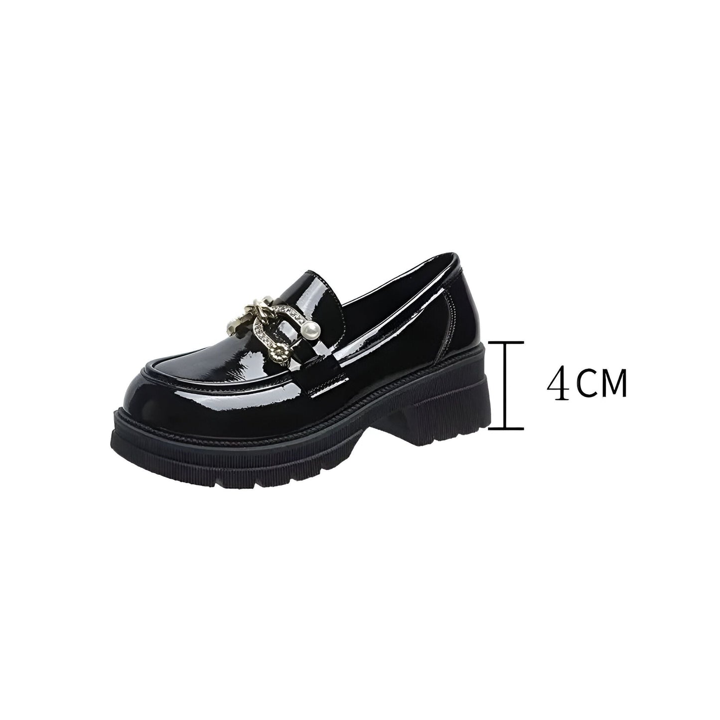 LuxePieds Mocassins noirs vernis femme – détails dorés
