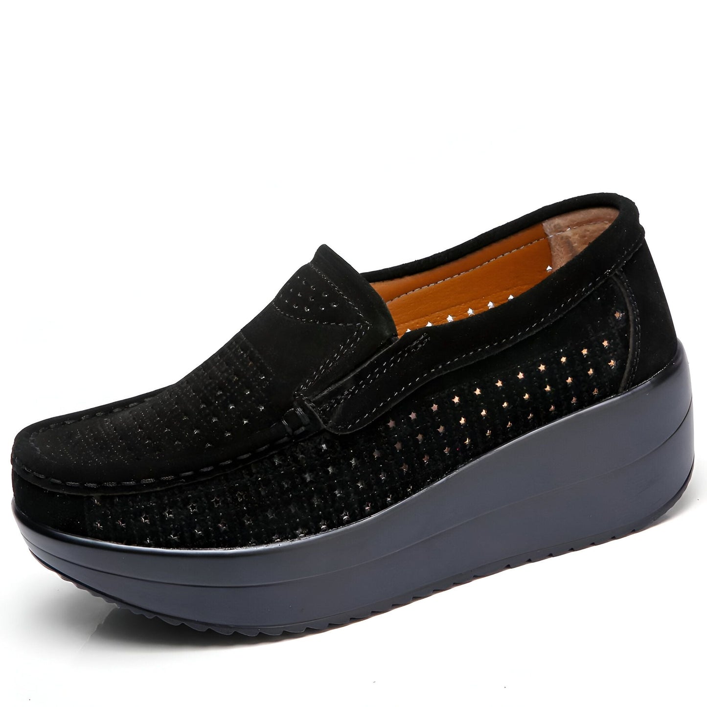 Nova Mocassins Femme Respirants Cuir Végan Plateforme