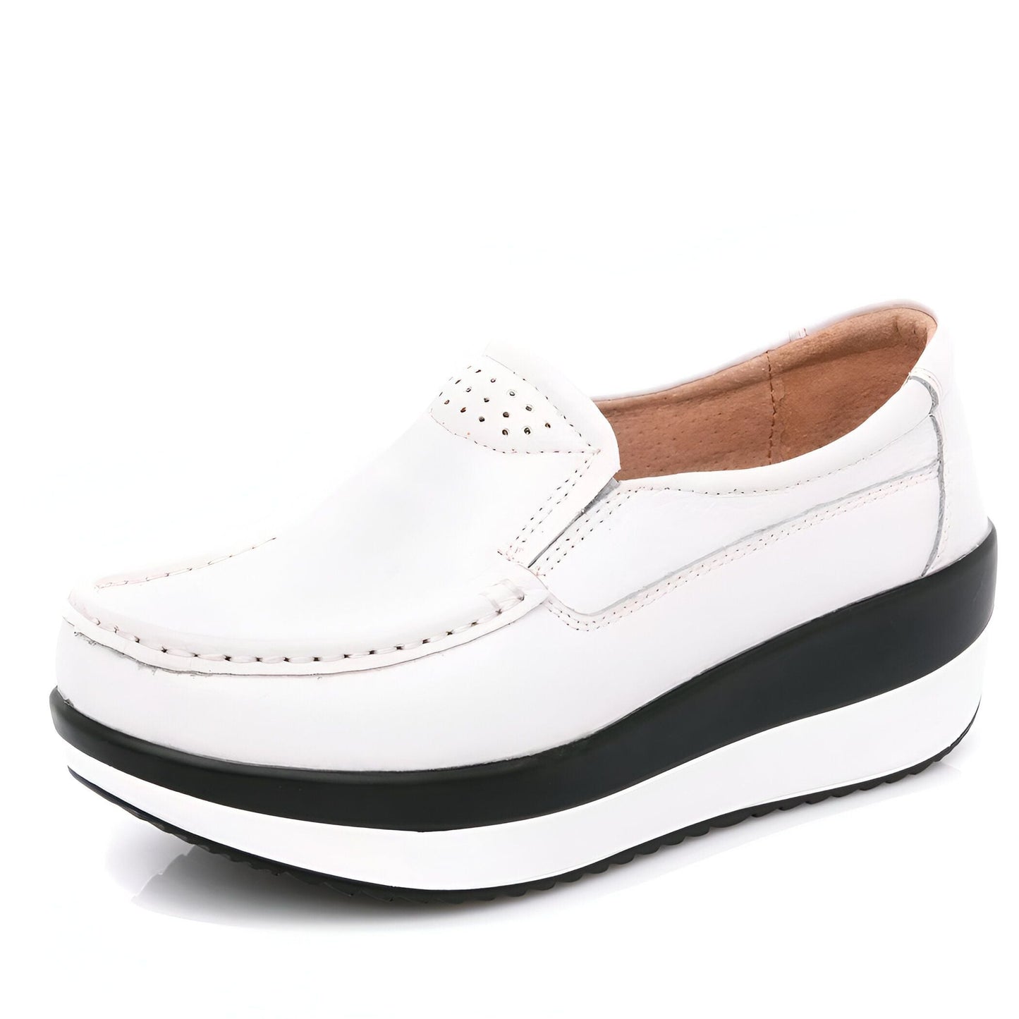 Mocassins Cuir Véritable Plateforme Confort Pro