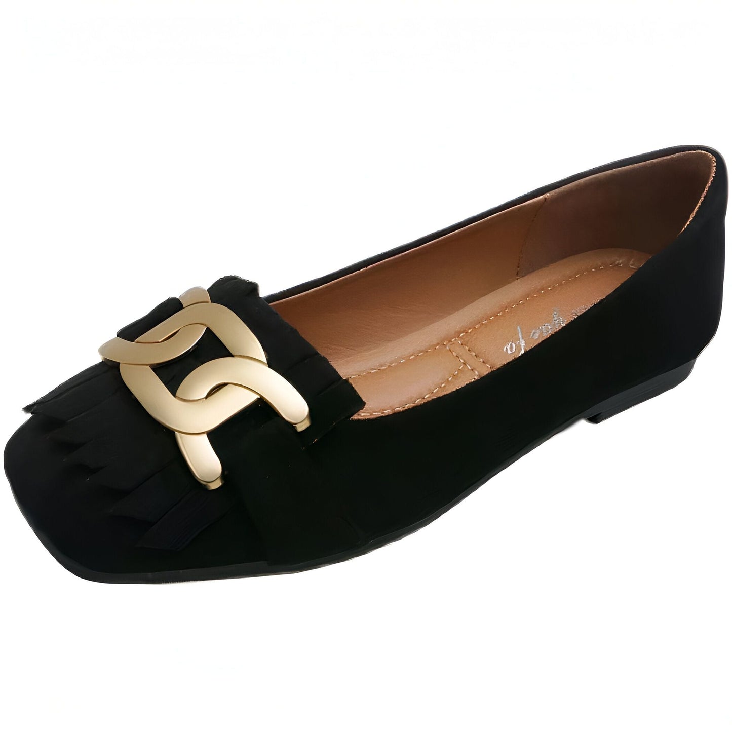 Mocassins Femme Rétro Franges Dorées — Confort Végan