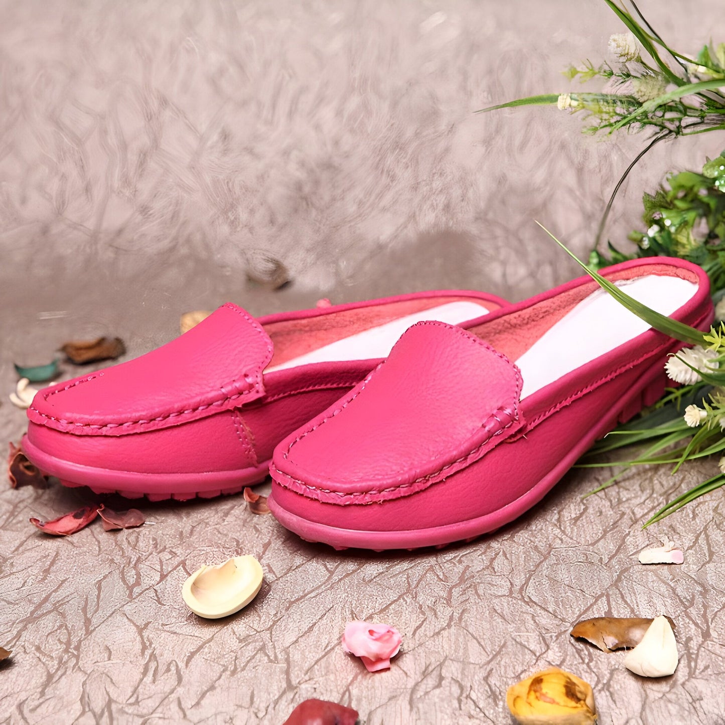 Mules Mocassins Souples Femme Cuir Synthétique Confort™