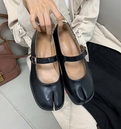 LuxeBrand - Ballerines Mary Jane Tabi Cuir Végan Raffiné