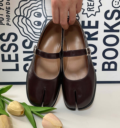 LuxeBrand - Ballerines Mary Jane Tabi Cuir Végan Raffiné