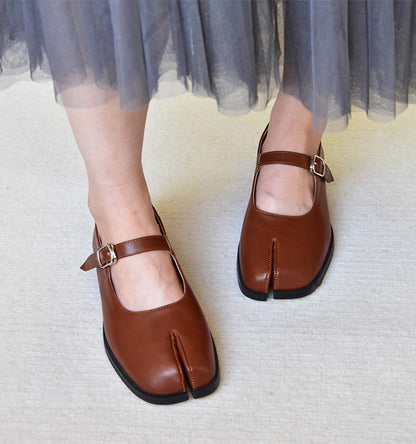 LuxeBrand - Ballerines Mary Jane Tabi Cuir Végan Raffiné