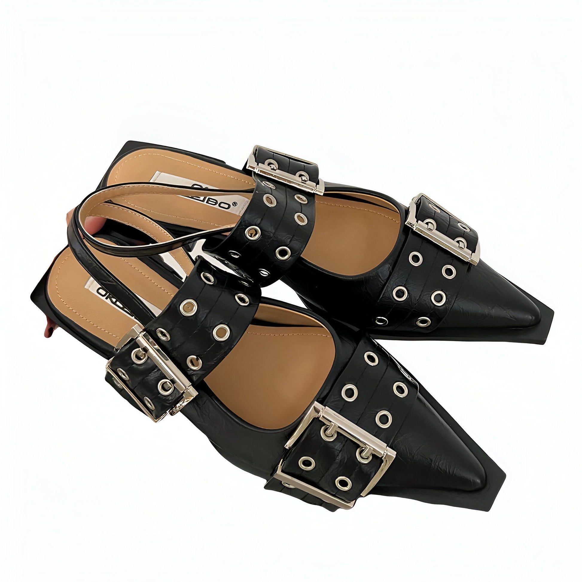 Nova Ballerines Bout Pointu Boucles Femme Cuir Végan