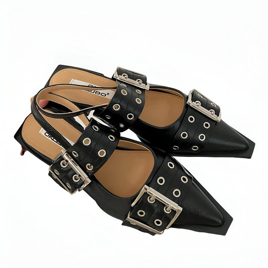 Nova Ballerines Bout Pointu Boucles Femme Cuir Végan