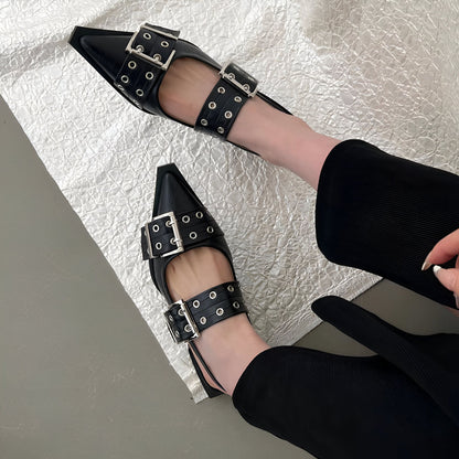 Nova Ballerines Bout Pointu Boucles Femme Cuir Végan