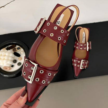 Nova Ballerines Bout Pointu Boucles Femme Cuir Végan