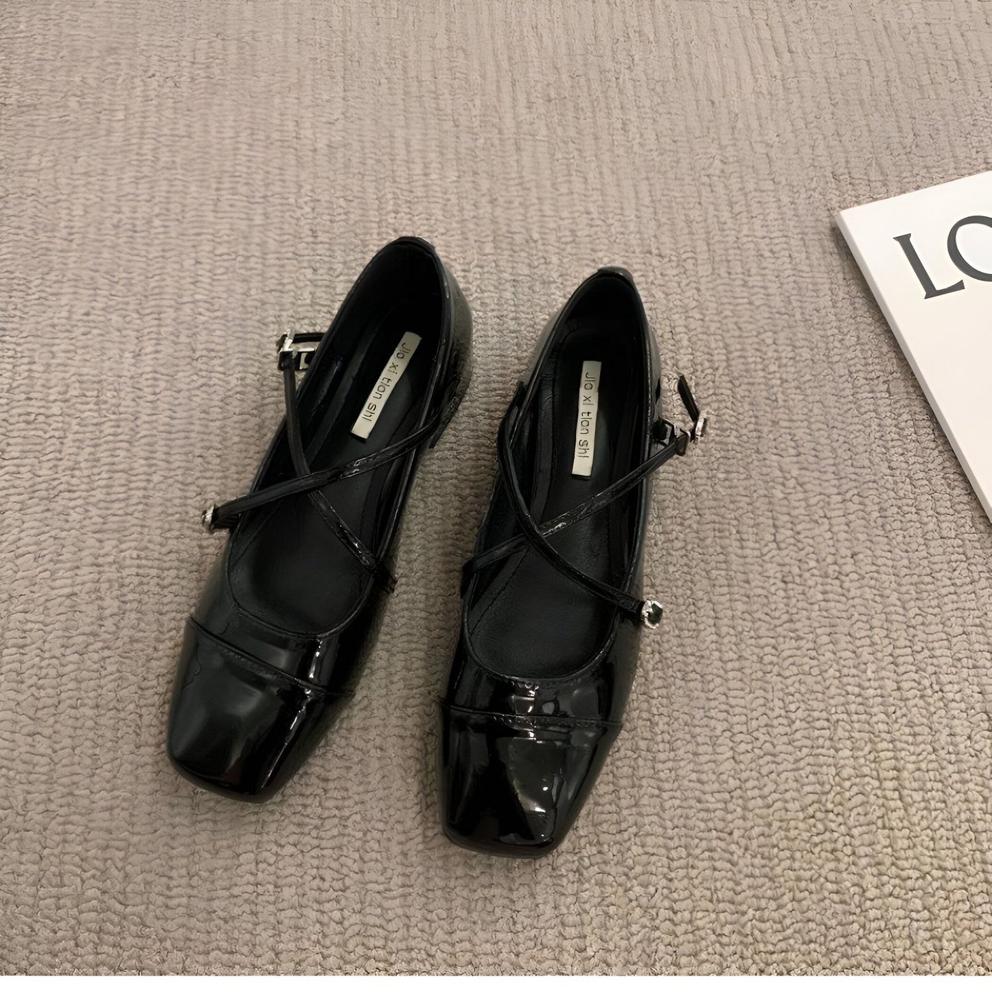 Élégance Ballerines Mocassins Vernis Argenté