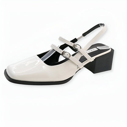 LuxeLine Mocassins vernis femme à boucles petit talon