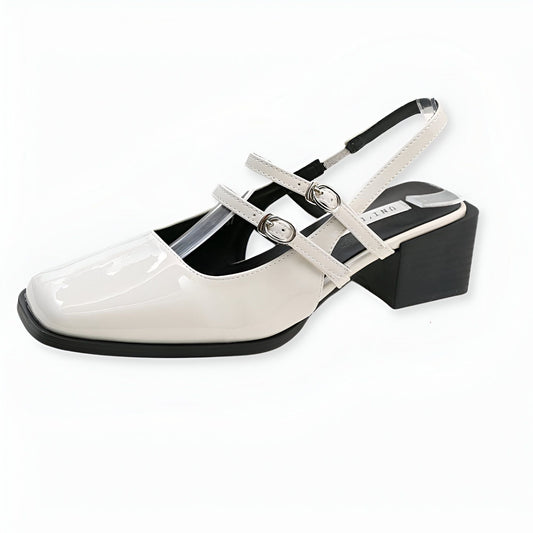 LuxeLine Mocassins vernis femme à boucles petit talon