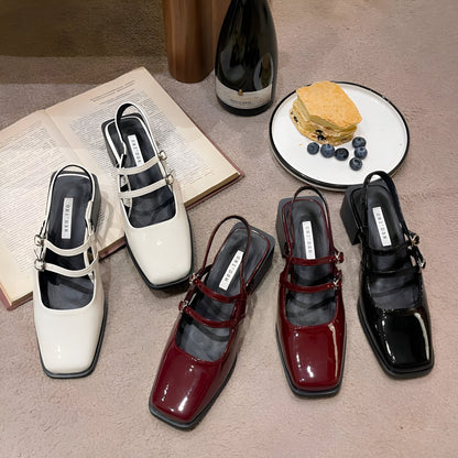 LuxeLine Mocassins vernis femme à boucles petit talon