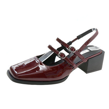 LuxeLine Mocassins vernis femme à boucles petit talon