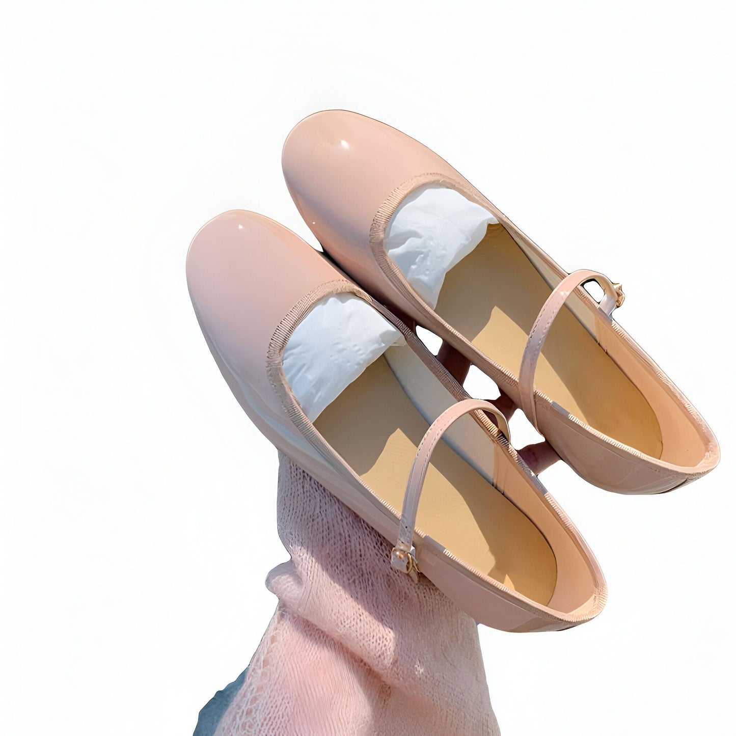 NOVA Ballerines Mocassins Rondes Vernies en Cuir Végan