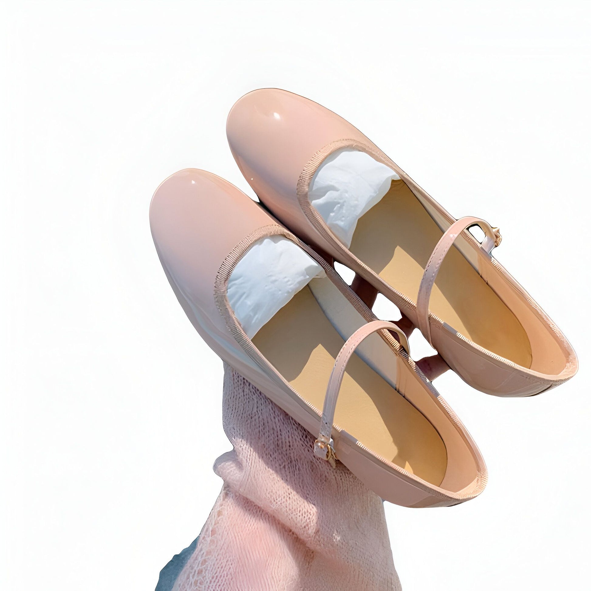 NOVA Ballerines Mocassins Rondes Vernies en Cuir Végan