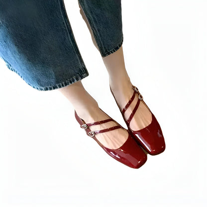 Lux Ballerines Vernies Double Bride Style Mocassin Femme