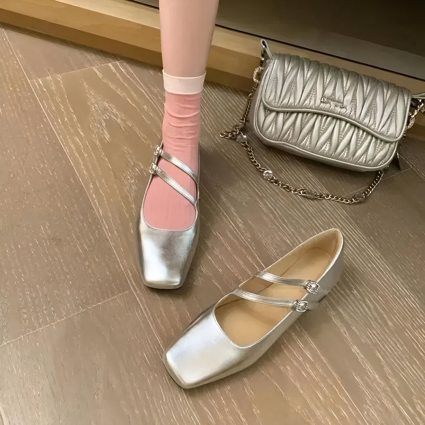 Lux Ballerines Vernies Double Bride Style Mocassin Femme