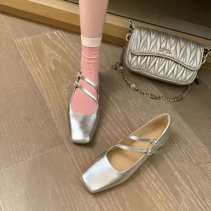 Lux Ballerines Vernies Double Bride Style Mocassin Femme