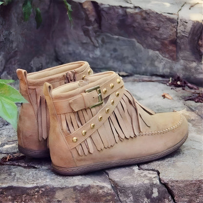 Bottines Indiennes Franges Boucles Cuir Végan™