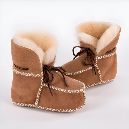 Chaussons Bébé Cuir et Fourrure Style Indien — BrandX