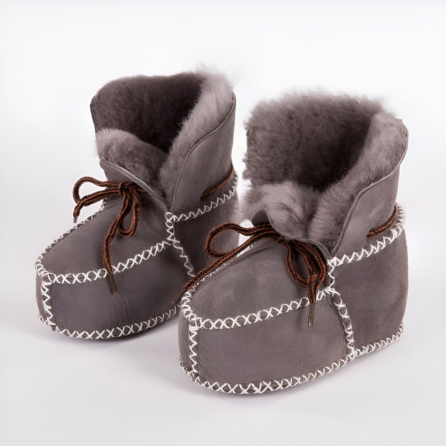 Chaussons Bébé Cuir et Fourrure Style Indien — BrandX