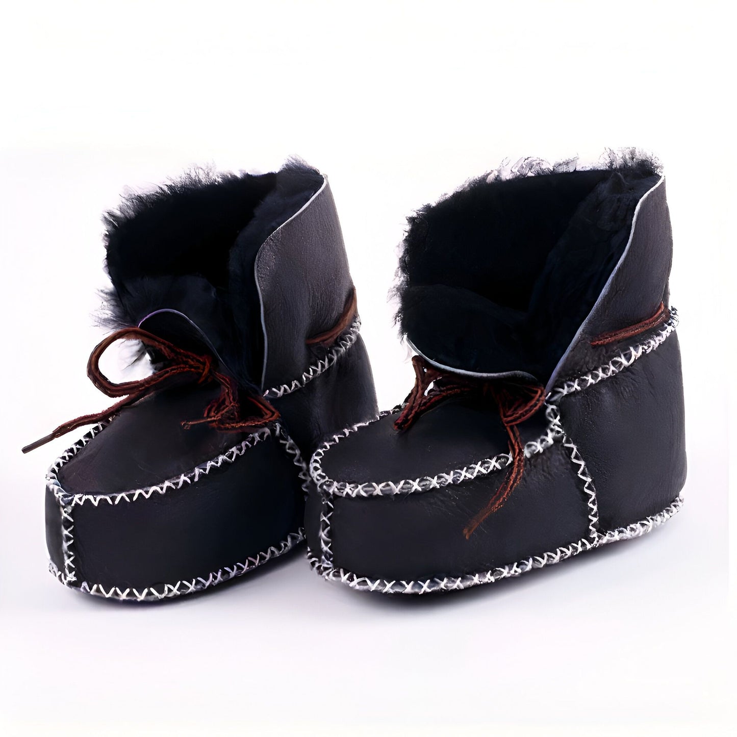 Chaussons Bébé Cuir et Fourrure Style Indien — BrandX