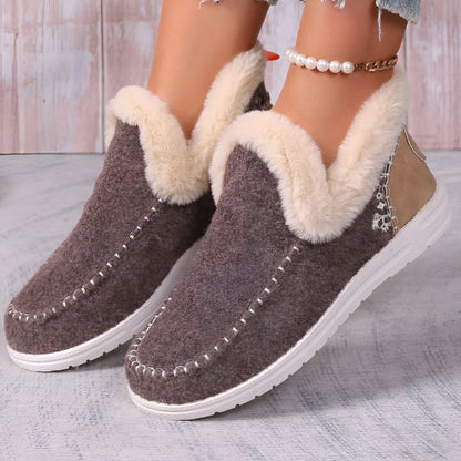Luxe Chaussons Mocassins Femme Suédine Fausse Fourrure