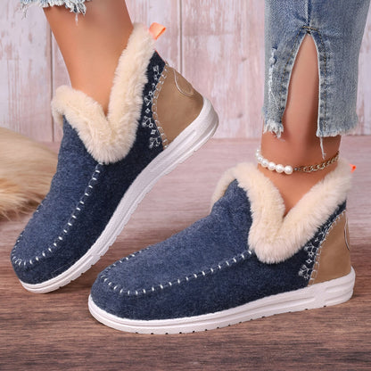 Luxe Chaussons Mocassins Femme Suédine Fausse Fourrure