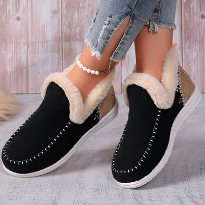Luxe Chaussons Mocassins Femme Suédine Fausse Fourrure