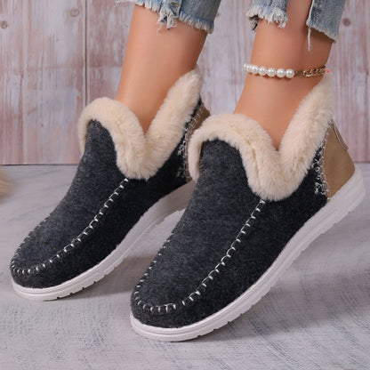 Luxe Chaussons Mocassins Femme Suédine Fausse Fourrure