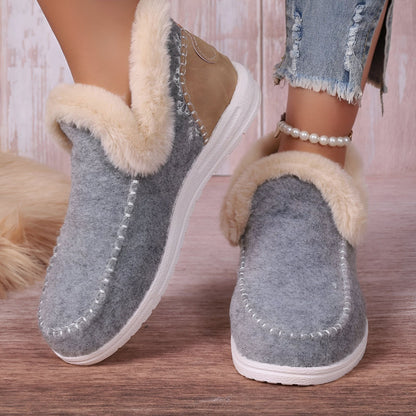 Luxe Chaussons Mocassins Femme Suédine Fausse Fourrure