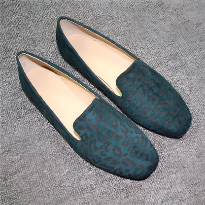 Élégance Mocassins Femme Imprimé Léopard Bout Carré