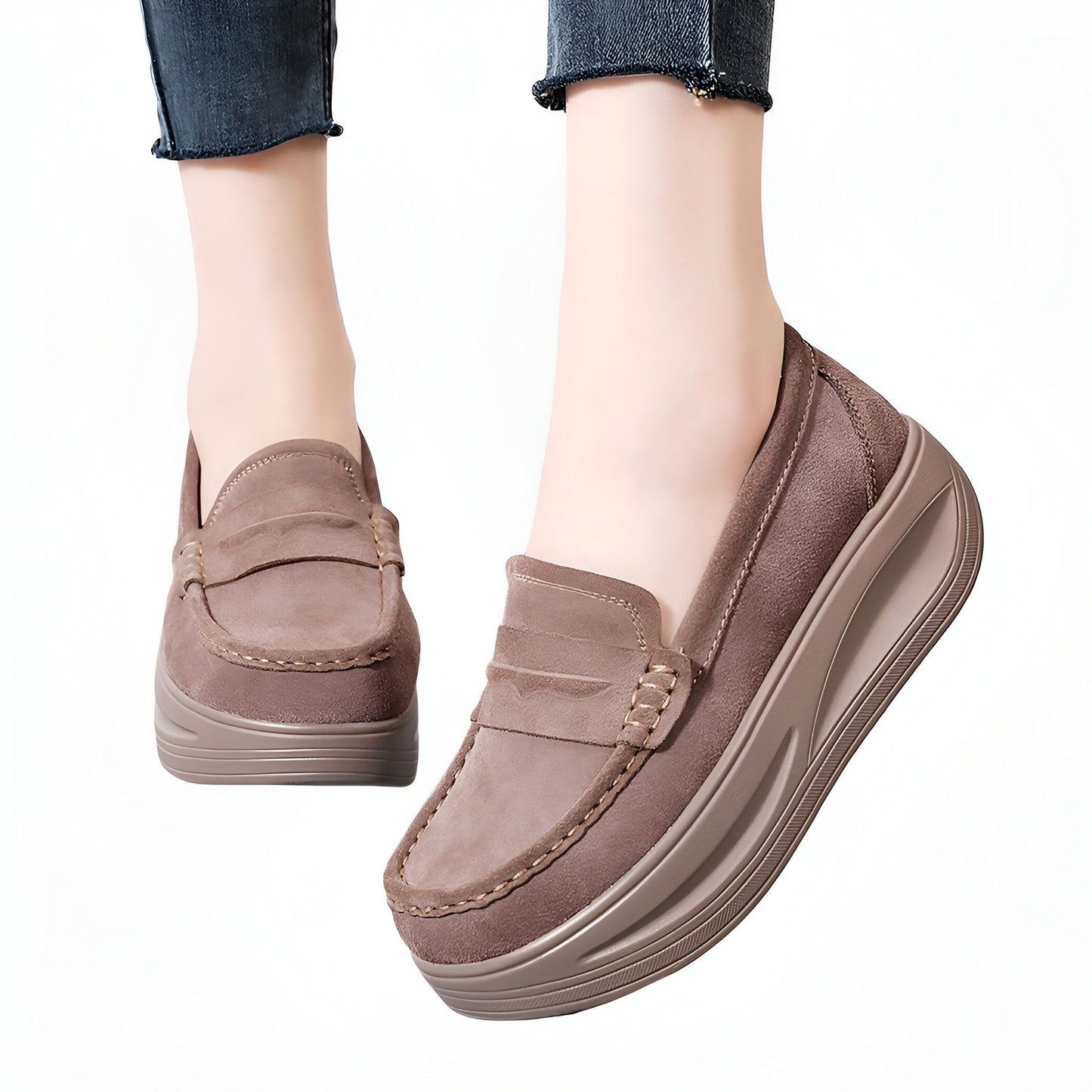 Blis Mocassins Femme Plateforme Synthétique Aspect Daim