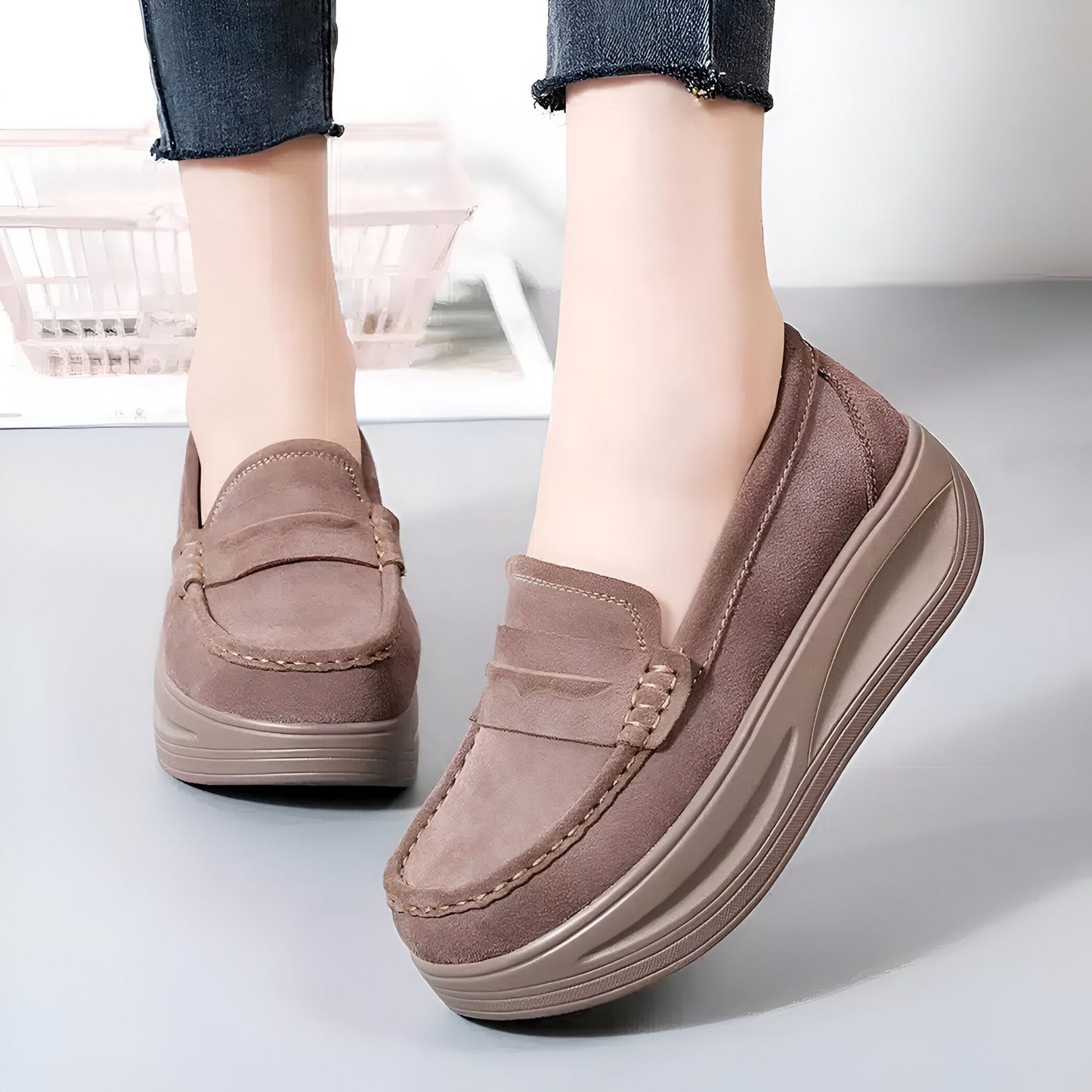 Blis Mocassins Femme Plateforme Synthétique Aspect Daim